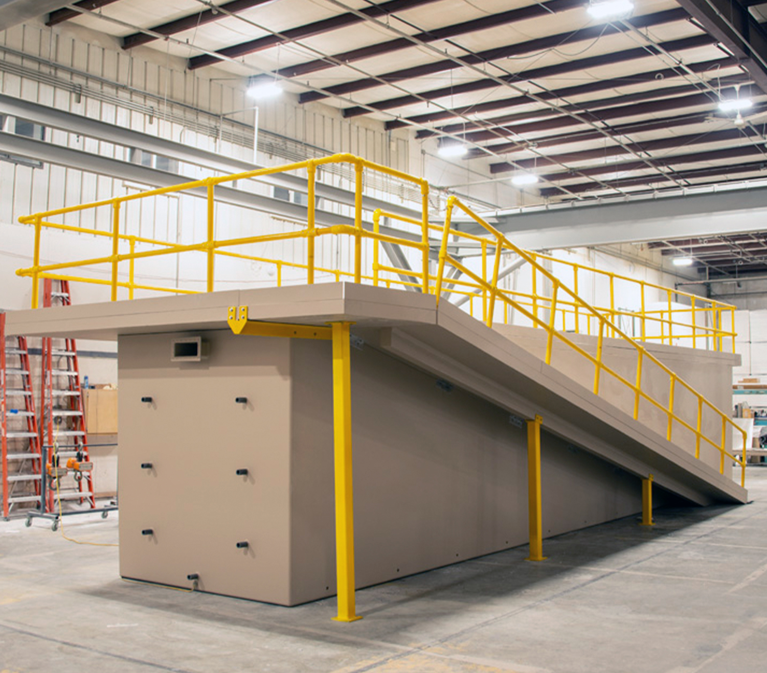 DuraFiber rectangular composite tanks can be equipped with safety railings and other options