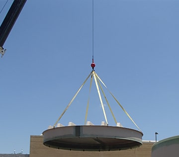 Fiberglass composite covers are comparatively ight and transportable, with lifting lugs for moving/setting in place.